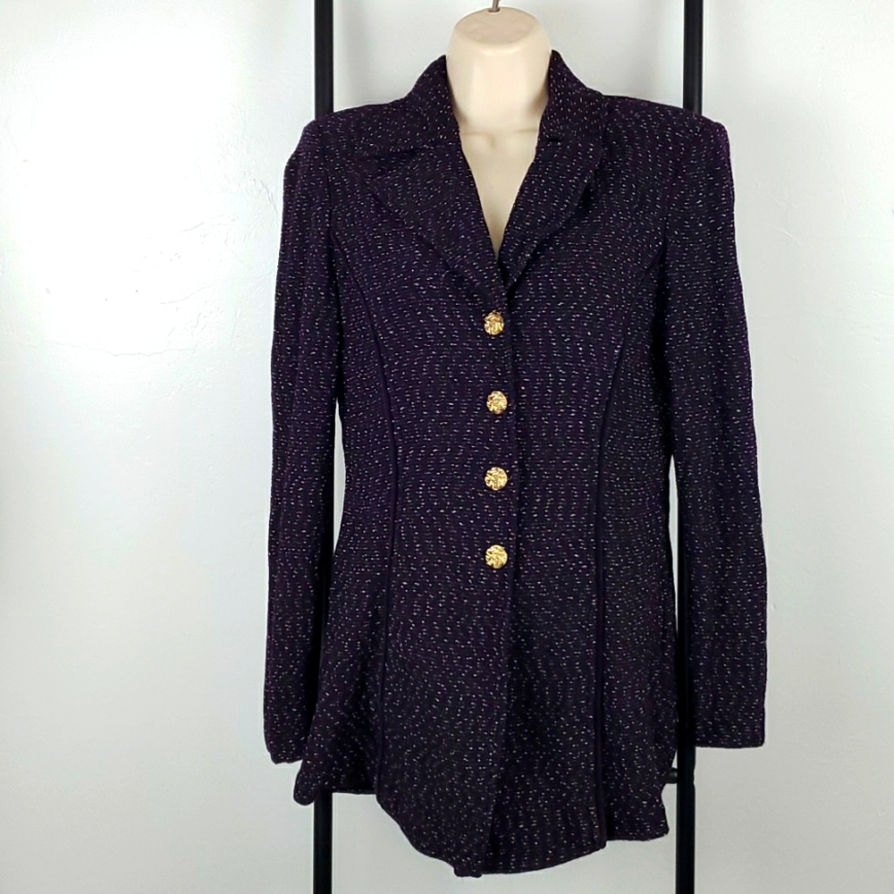 Vintage St. John Collection by Marie Gray padded cardigan buttons knit women